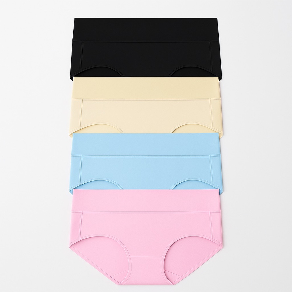 Set of 4 Seamless Panties in Black, Cream, Blue, and Pink